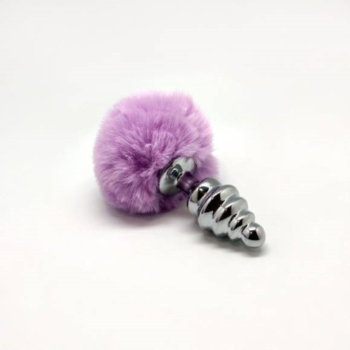 Alive Fluffly Twist Plug S - Анальная пробка с хвостиком, 6.3х2.8 см (фиолетовая)